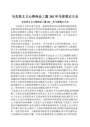 马克思主义心得体会三篇 202年马原笔记大全.docx