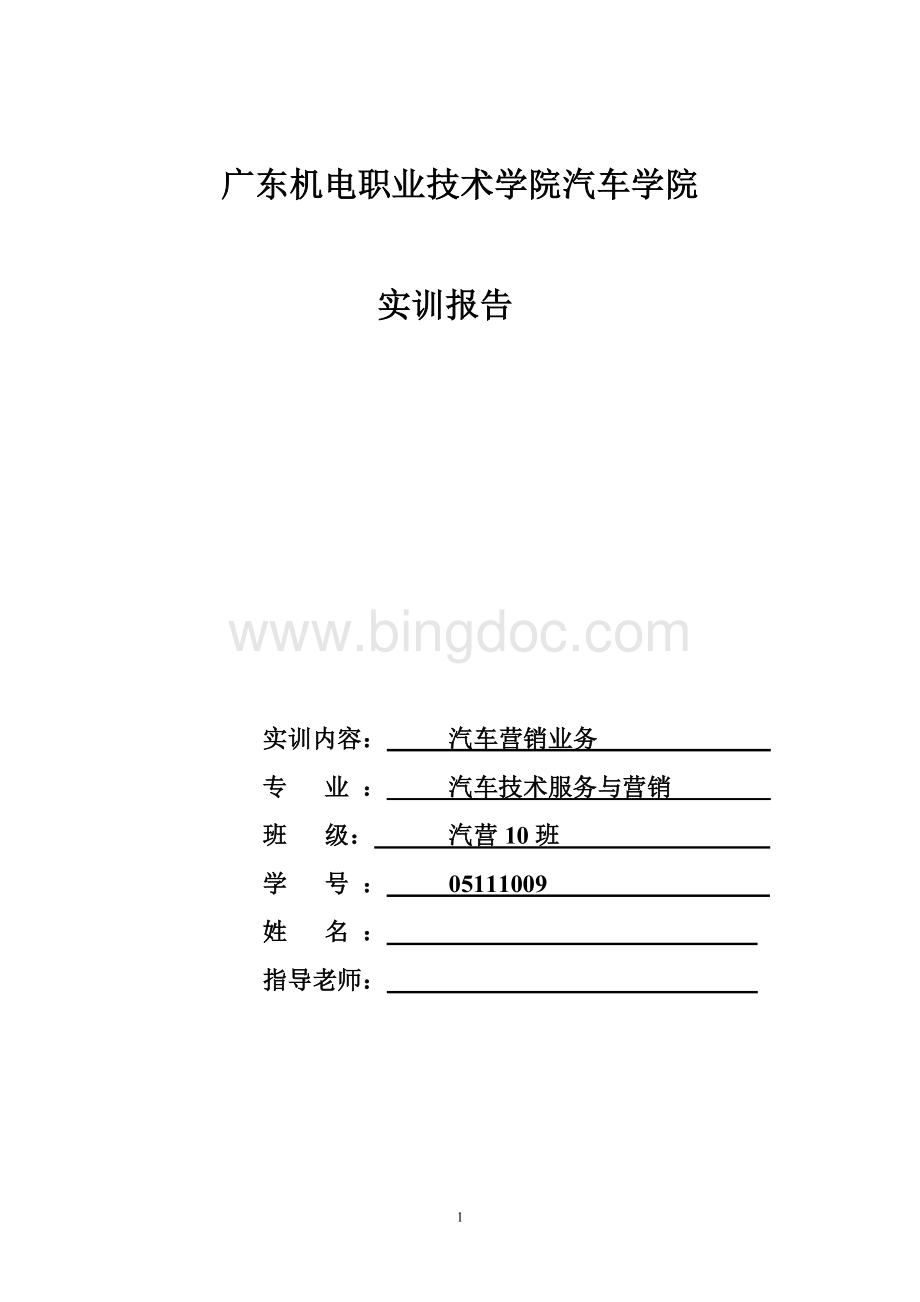 营销实训报告文档格式.doc_第1页