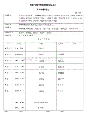 体系内审记录Word文档下载推荐.doc