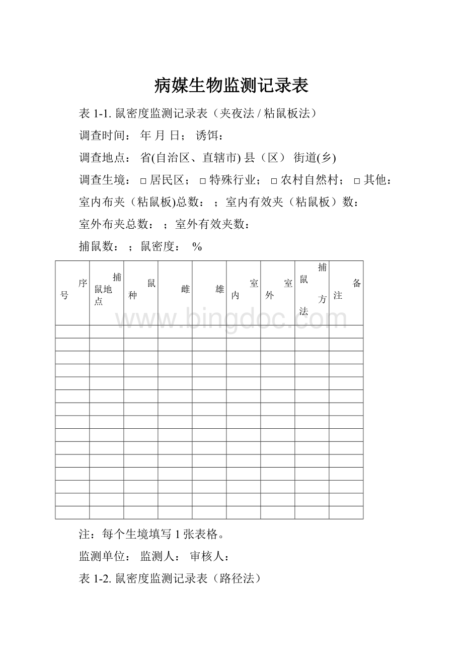 病媒生物监测记录表.docx_第1页