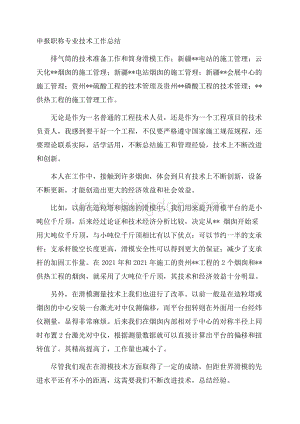 申报职称专业技术工作总结.docx