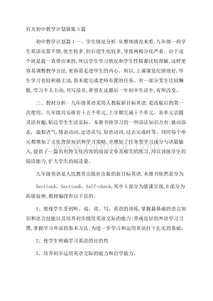 有关初中教学计划锦集5篇.docx