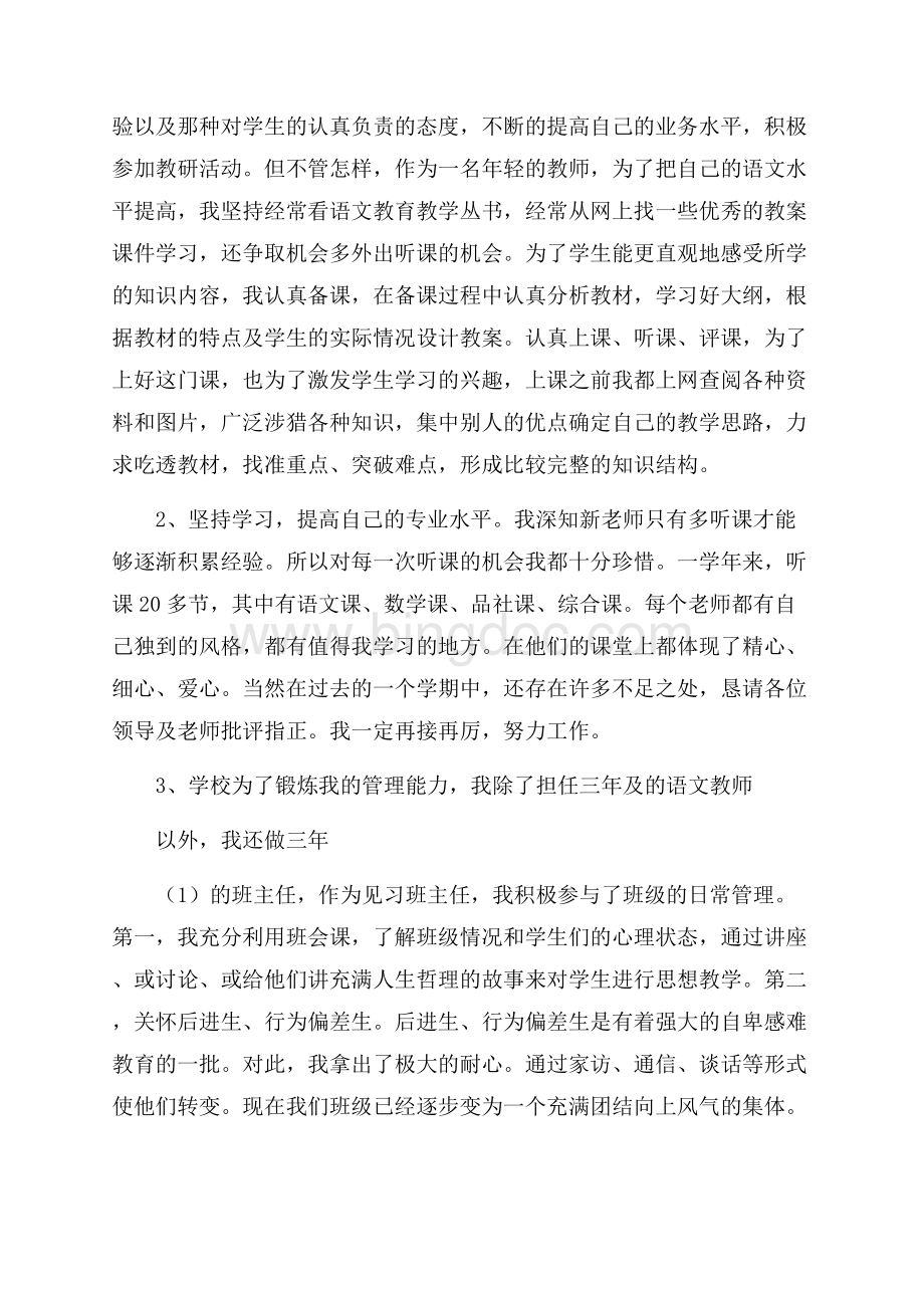 教师见习期工作总结三篇文档格式.docx_第2页