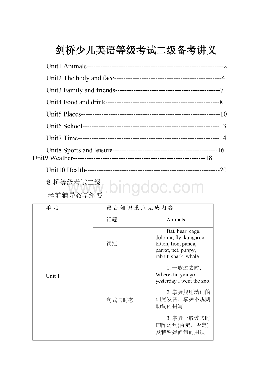 剑桥少儿英语等级考试二级备考讲义.docx_第1页