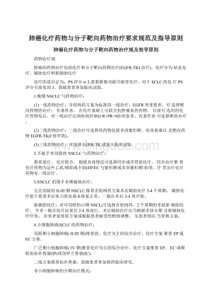 肺癌化疗药物与分子靶向药物治疗要求规范及指导原则Word文档格式.docx