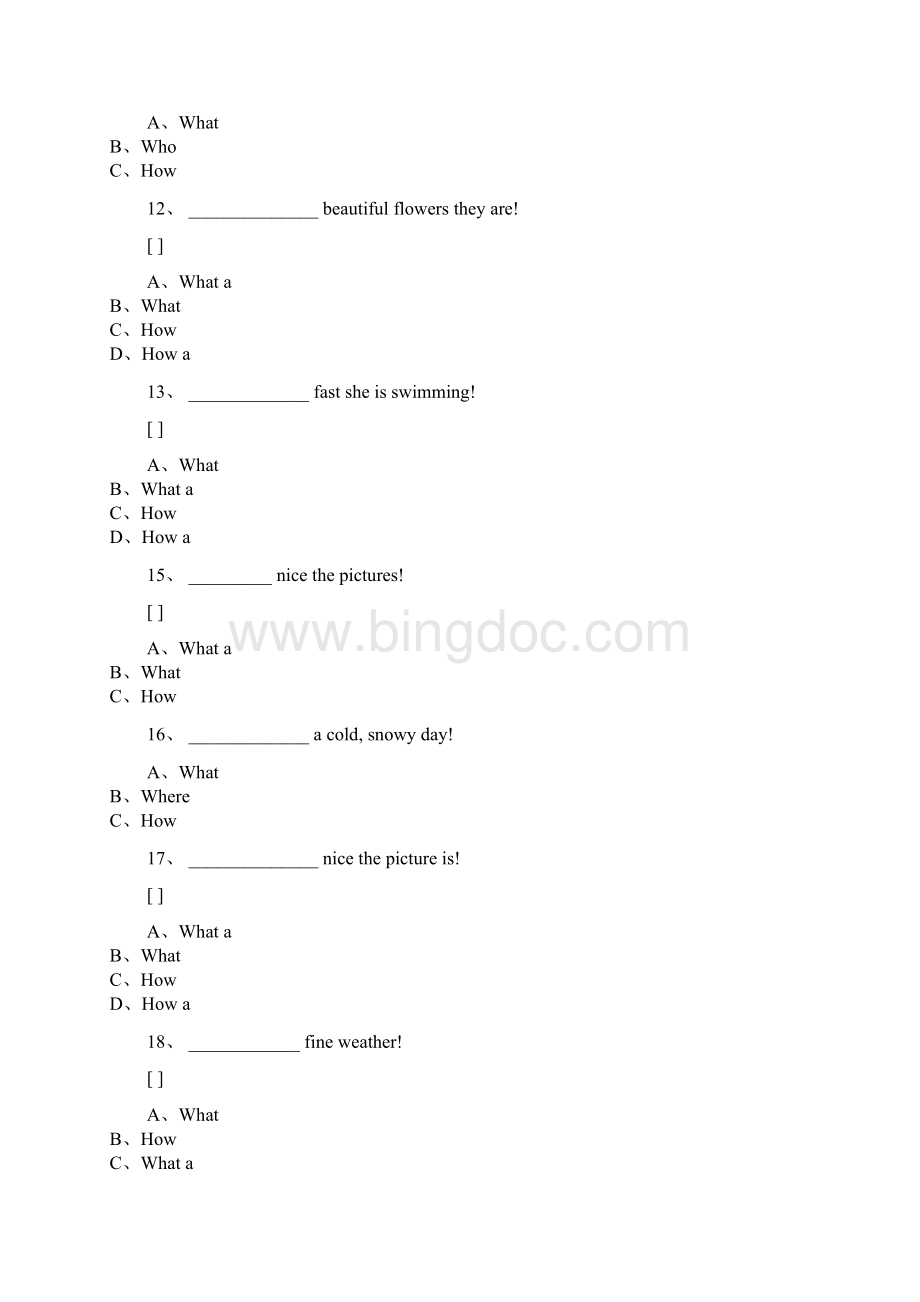 小学英语感叹句式专项训练题一.docx_第3页