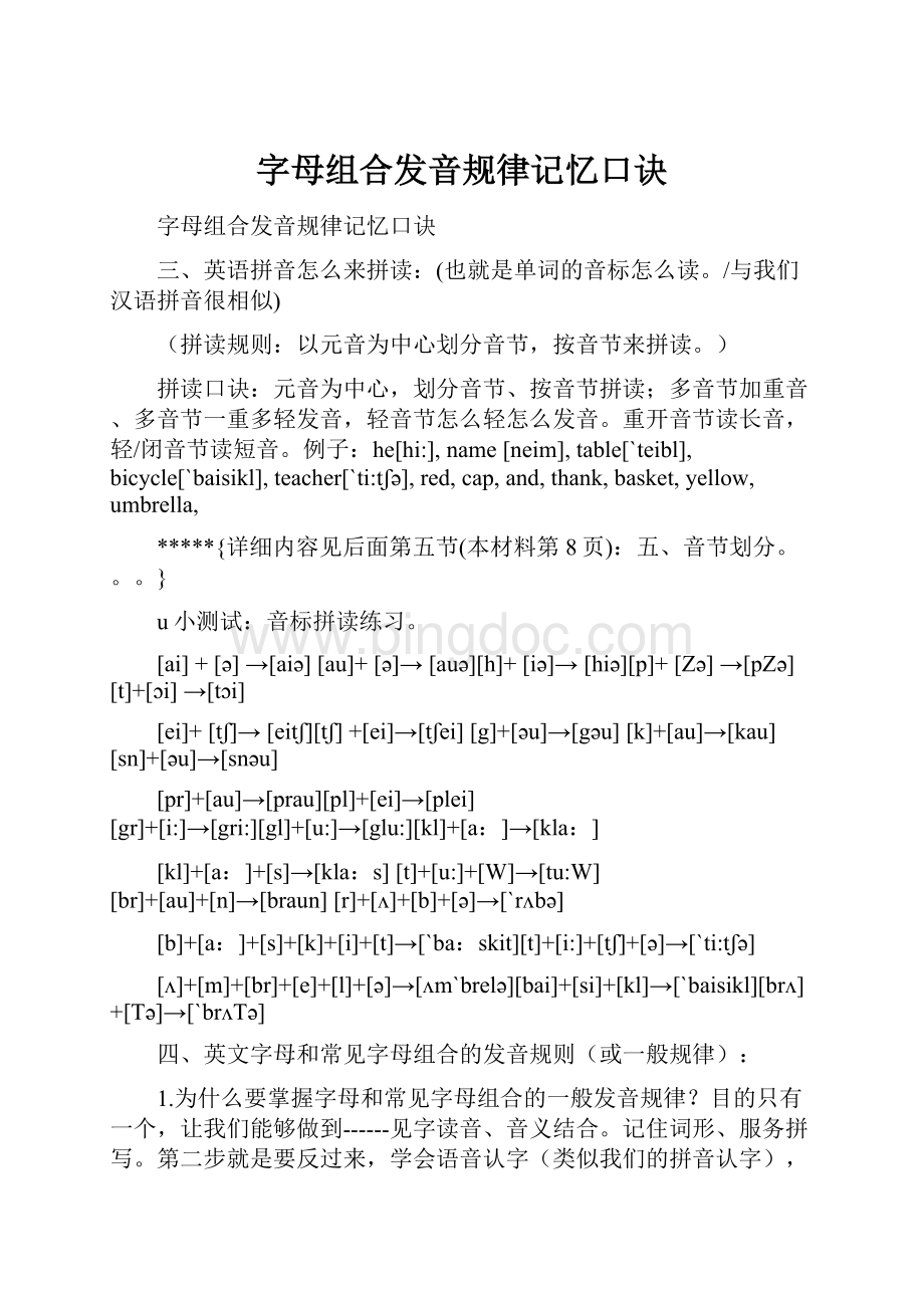 字母组合发音规律记忆口诀.docx_第1页