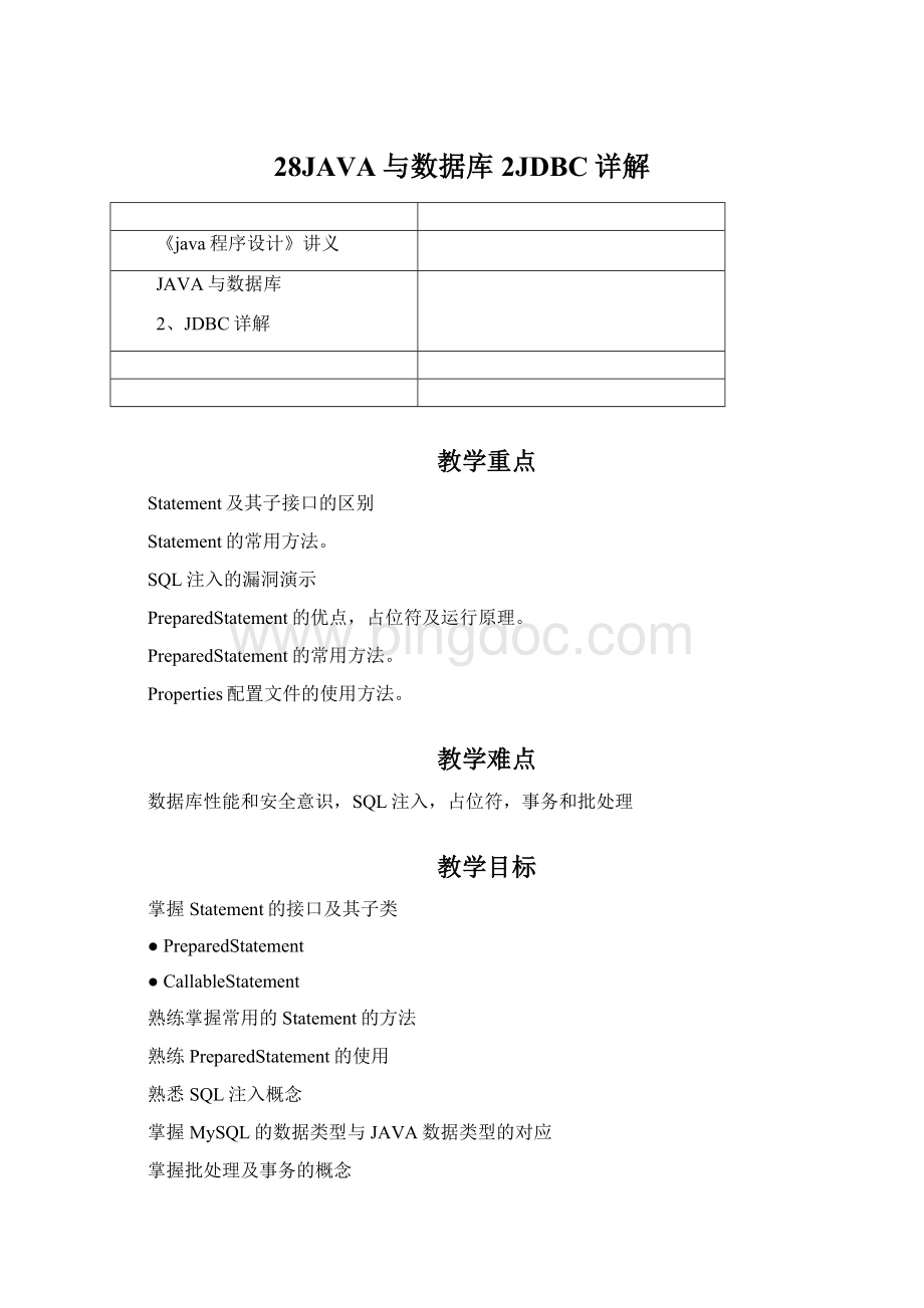 28JAVA与数据库2JDBC详解Word格式文档下载.docx