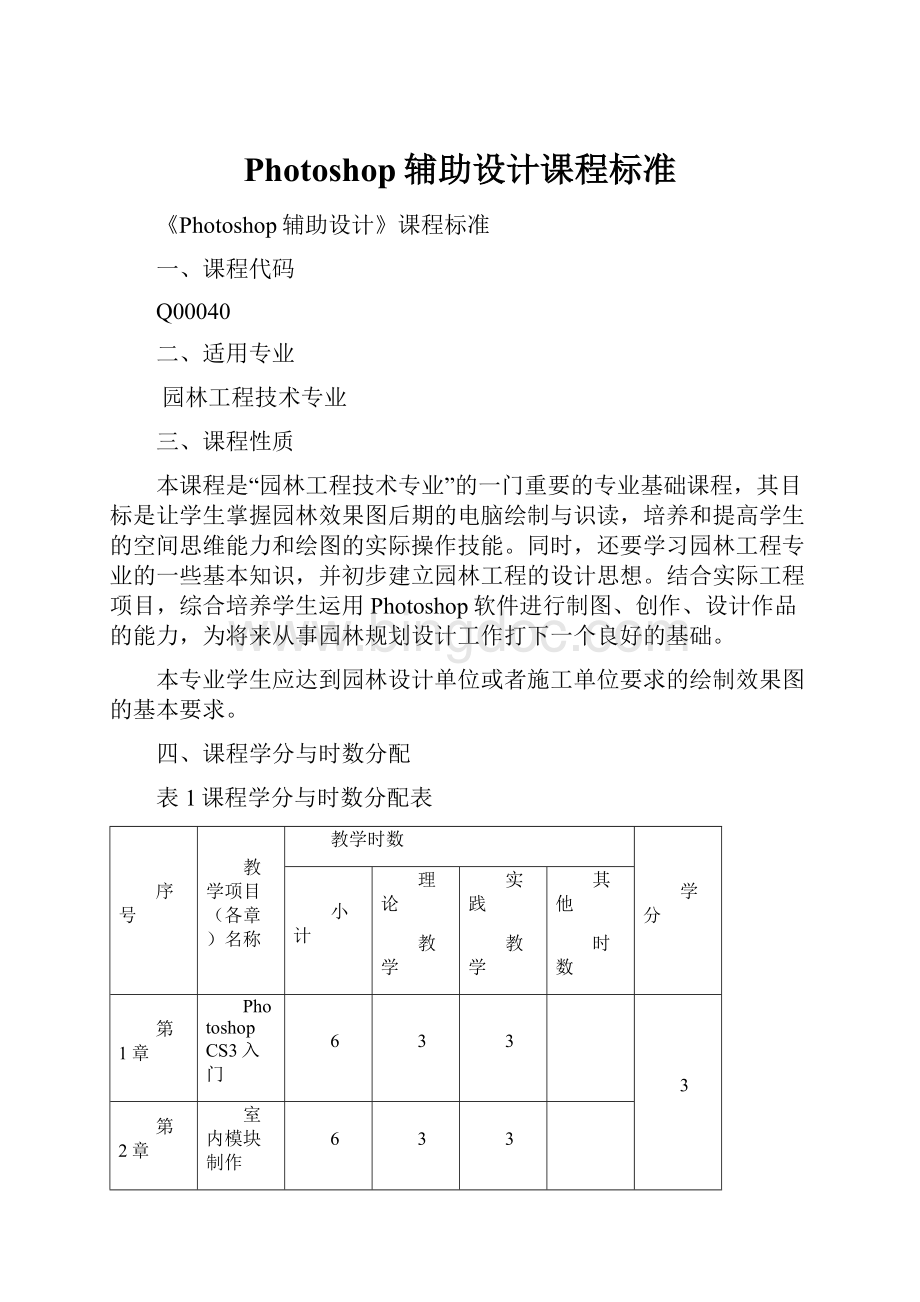 Photoshop辅助设计课程标准Word文件下载.docx