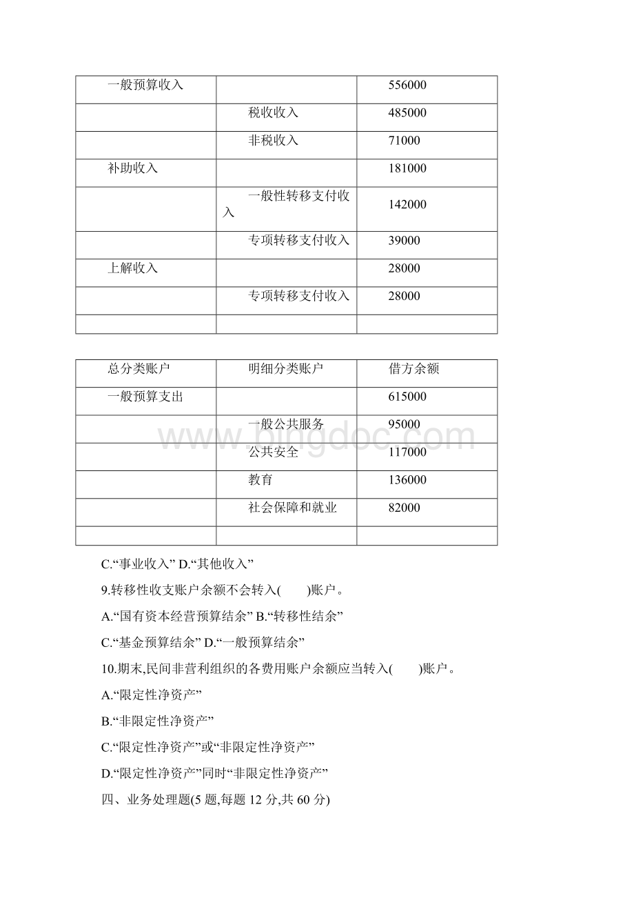 政府与非营利组织会计模拟考试题及答案.docx_第3页