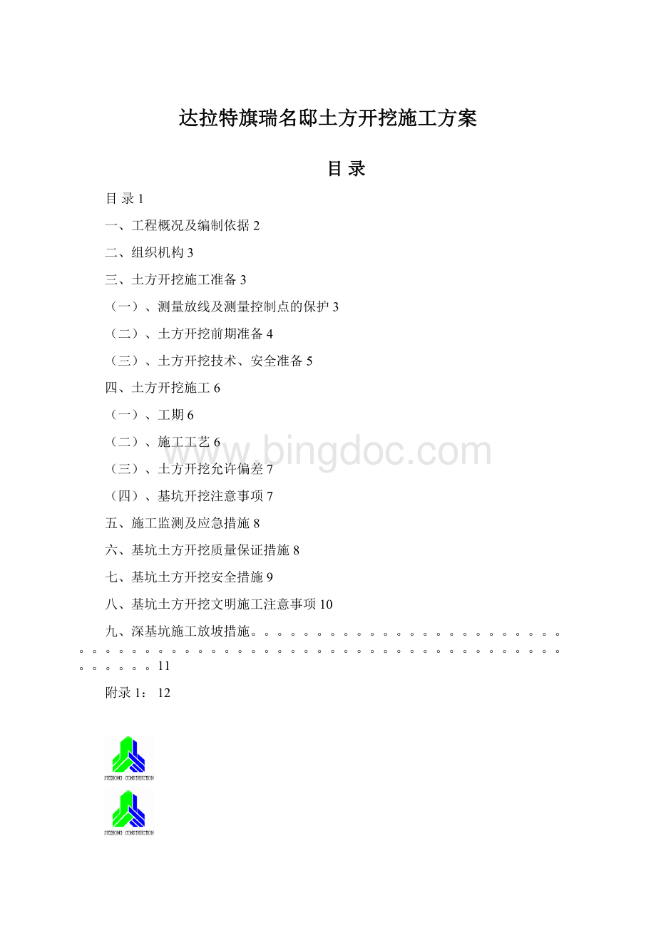 达拉特旗瑞名邸土方开挖施工方案.docx