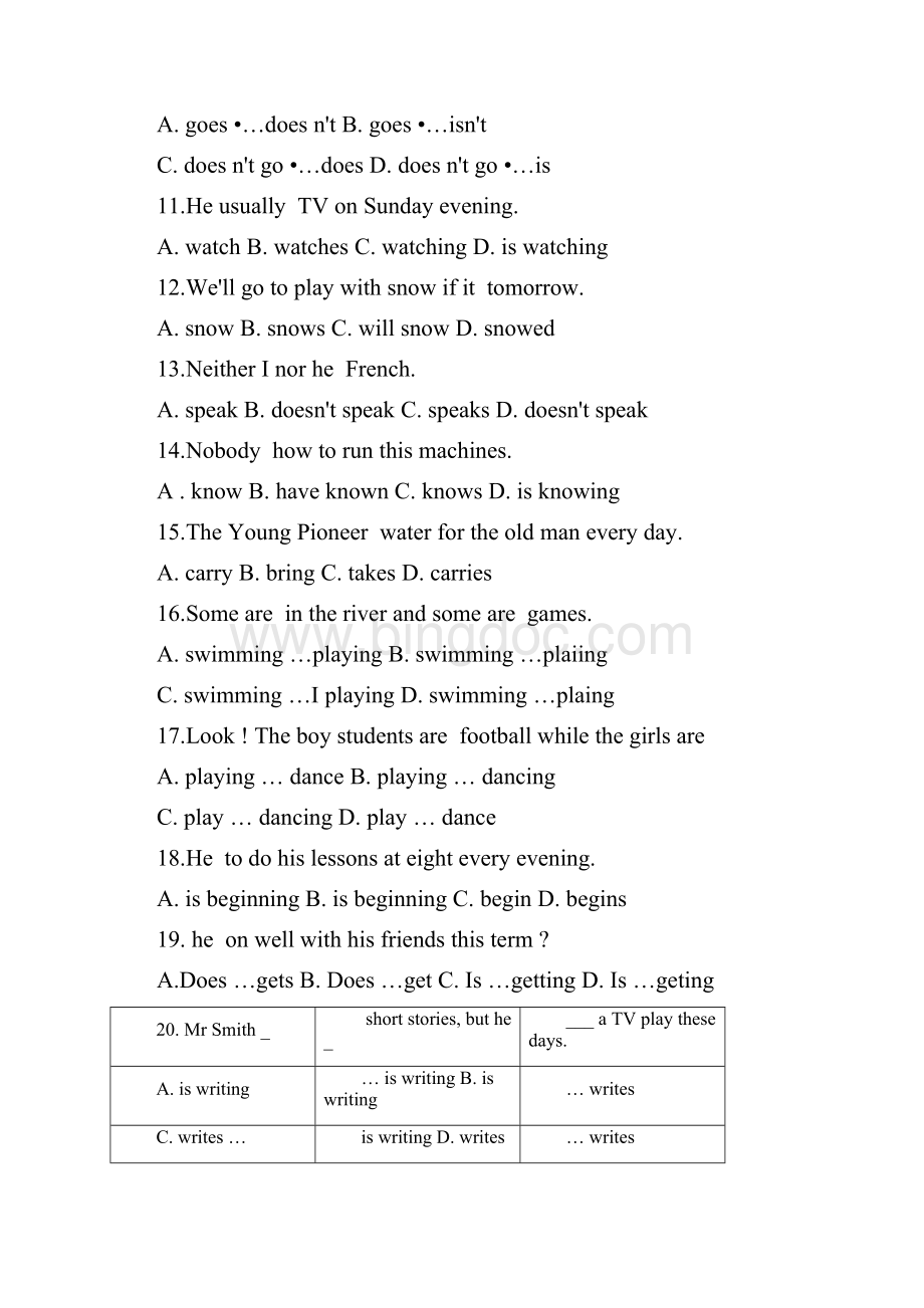 中考英语时态练习100题附答案.docx_第2页