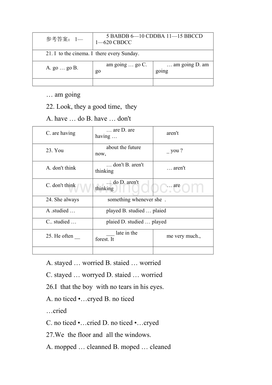 中考英语时态练习100题附答案.docx_第3页