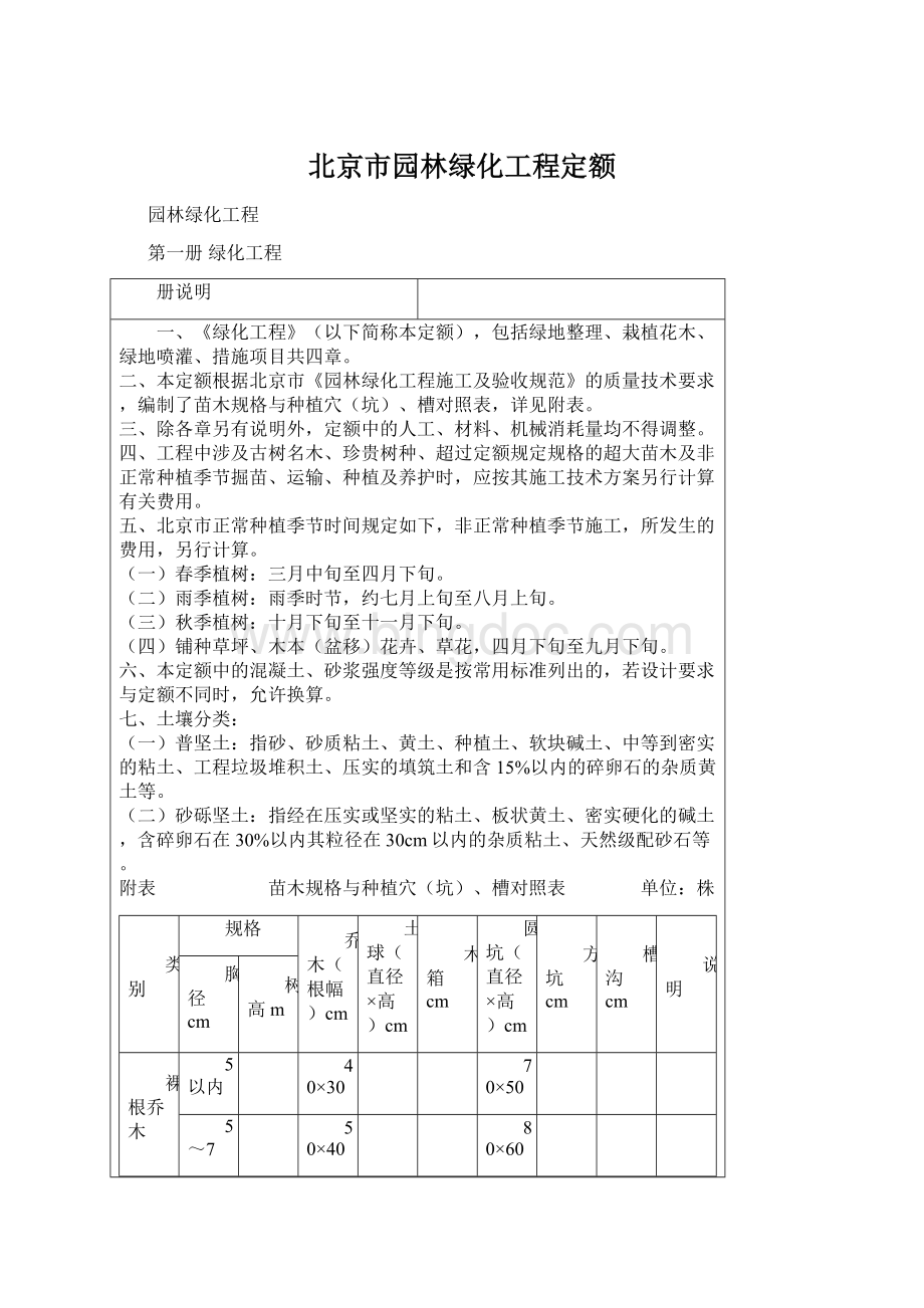 北京市园林绿化工程定额.docx