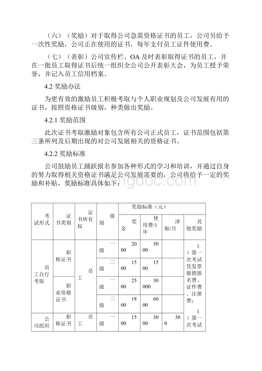 关于鼓励员工考取职称及资格证书的方案讲述Word文档格式.docx_第3页