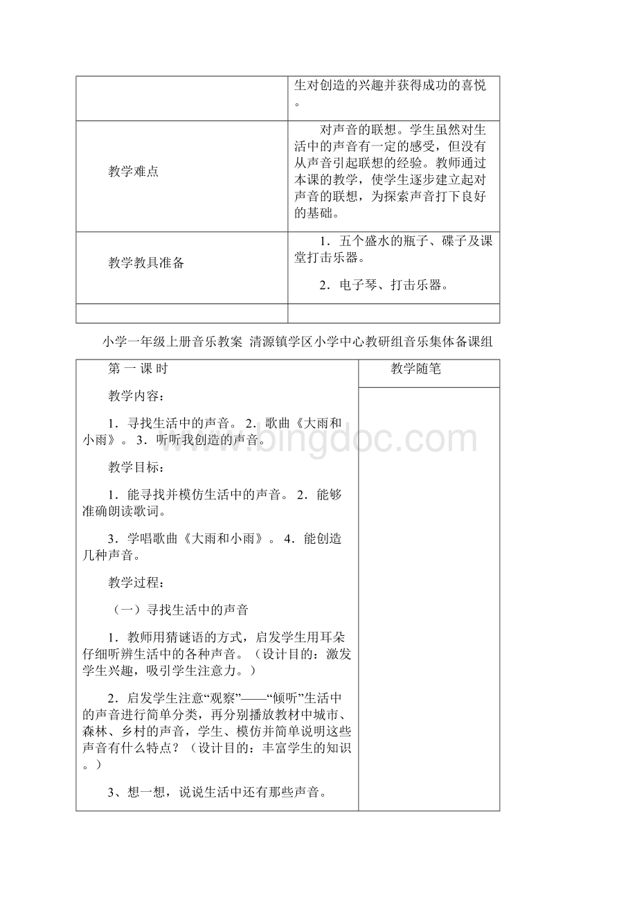 人教版小学一年级音乐上册教案新部编本 全册.docx_第2页