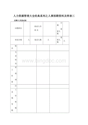 人力资源管理大全经典系列之人事招聘资料及样表三Word文档格式.docx