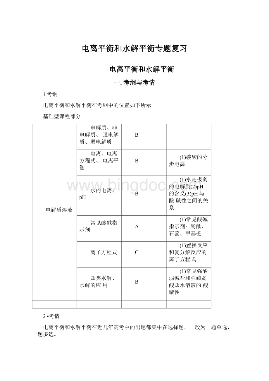 电离平衡和水解平衡专题复习Word格式文档下载.docx_第1页