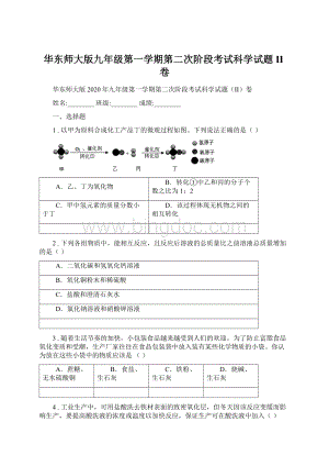 华东师大版九年级第一学期第二次阶段考试科学试题II卷Word格式文档下载.docx