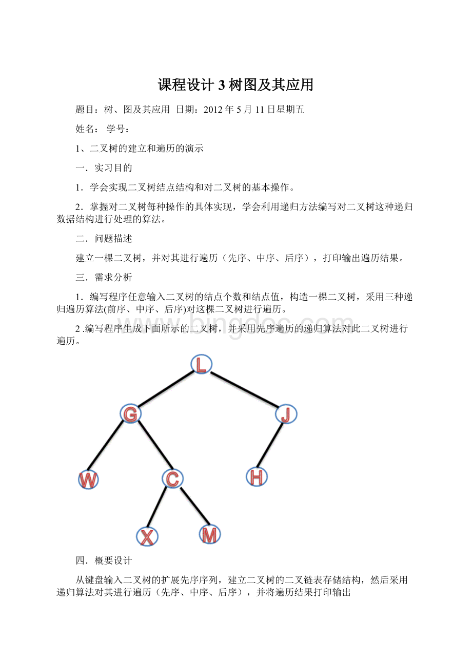 课程设计3树图及其应用.docx