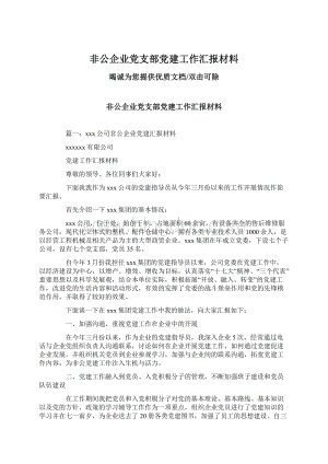 非公企业党支部党建工作汇报材料文档格式.docx