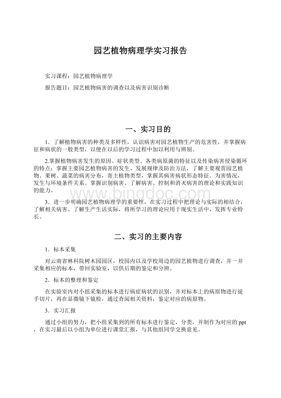 园艺植物病理学实习报告Word格式文档下载.docx