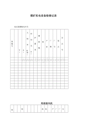 煤矿机电设备检修记录.docx