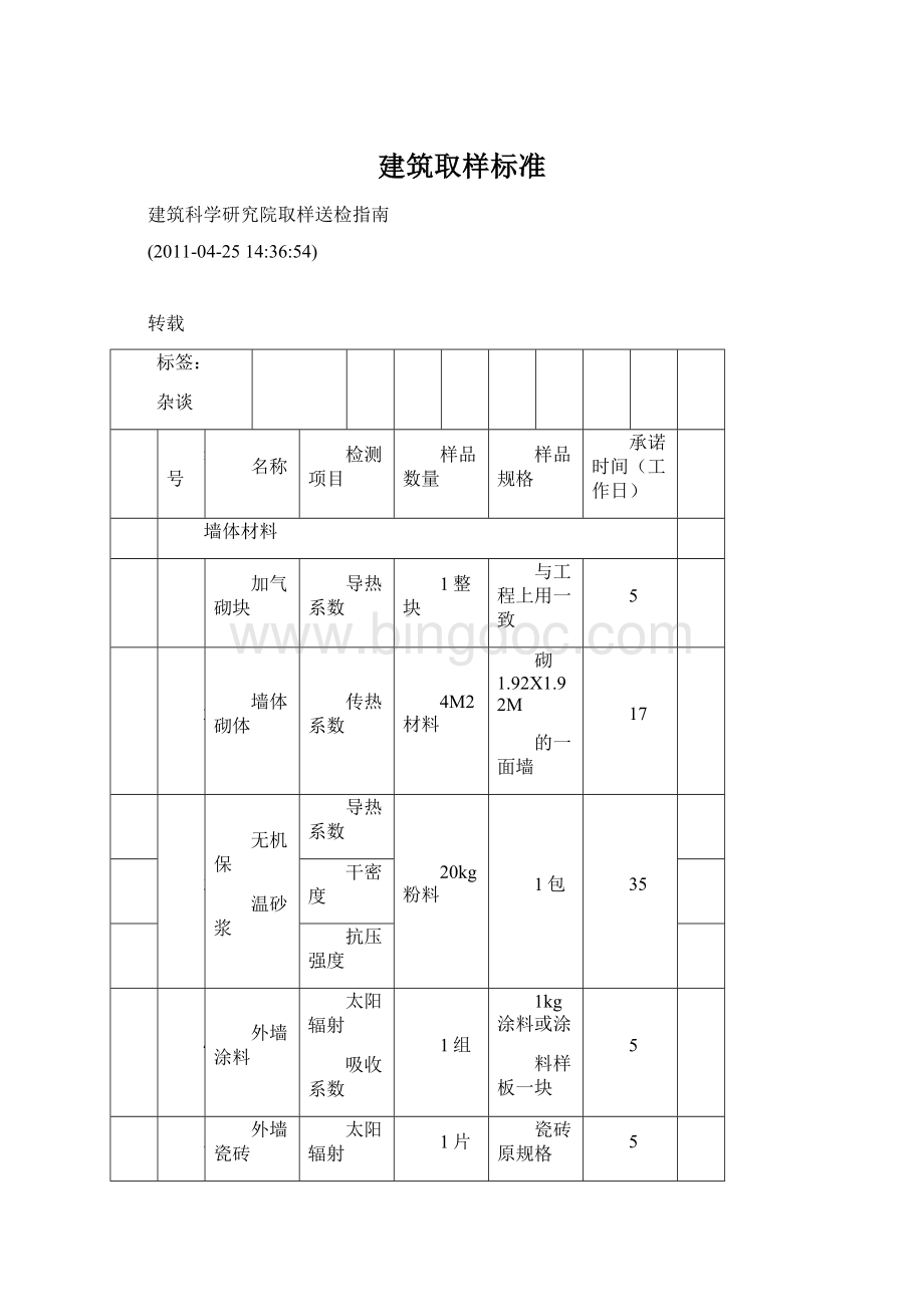 建筑取样标准.docx