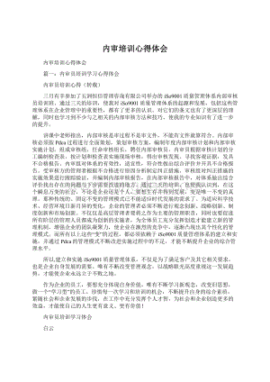 内审培训心得体会Word文件下载.docx