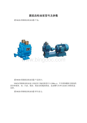 圆弧齿轮油泵型号及参数Word文档格式.docx