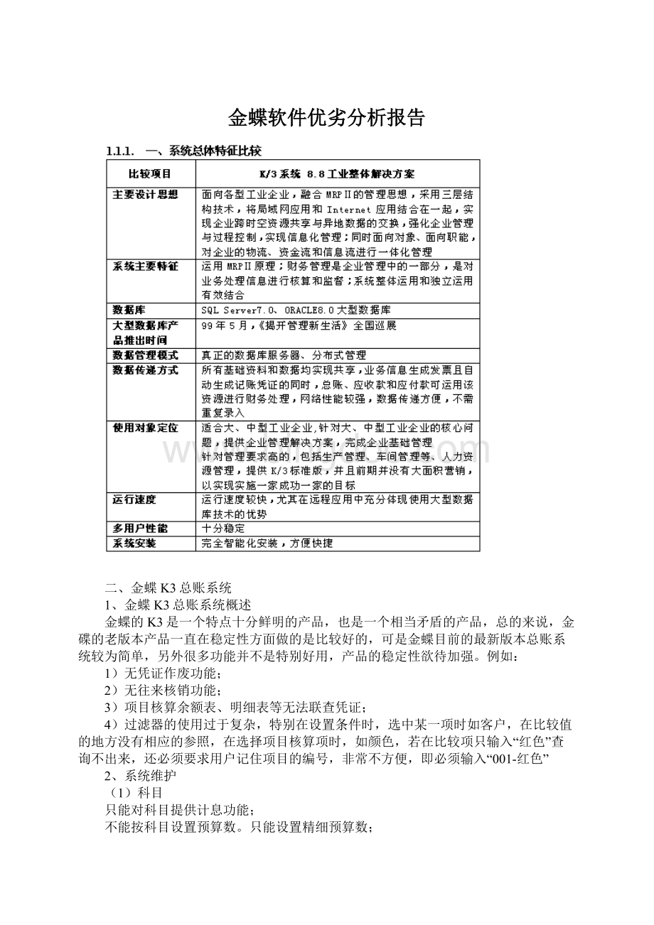 金蝶软件优劣分析报告.docx_第1页