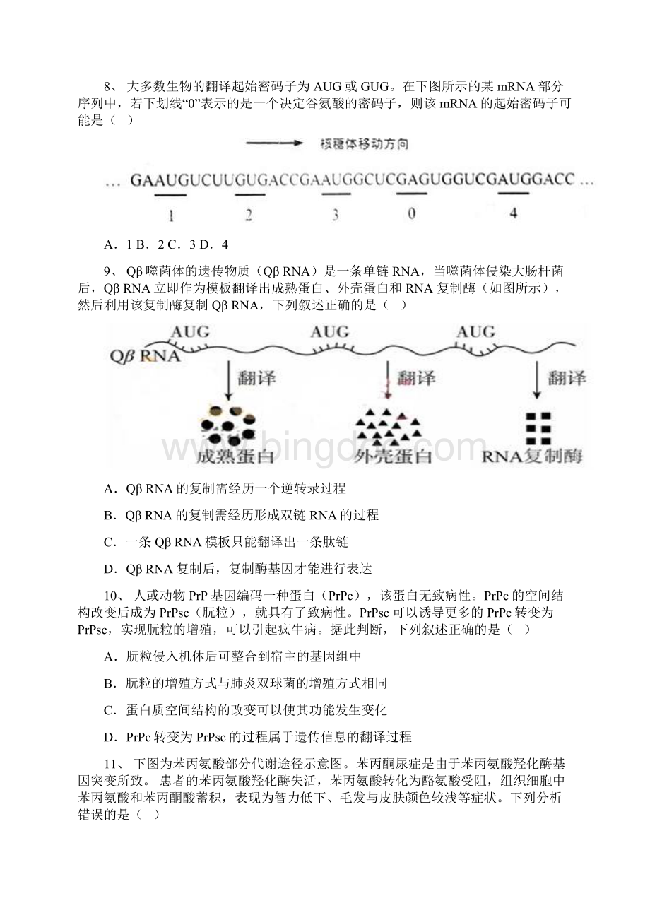 高一下学期期末考试生物试题 含答案.docx_第3页