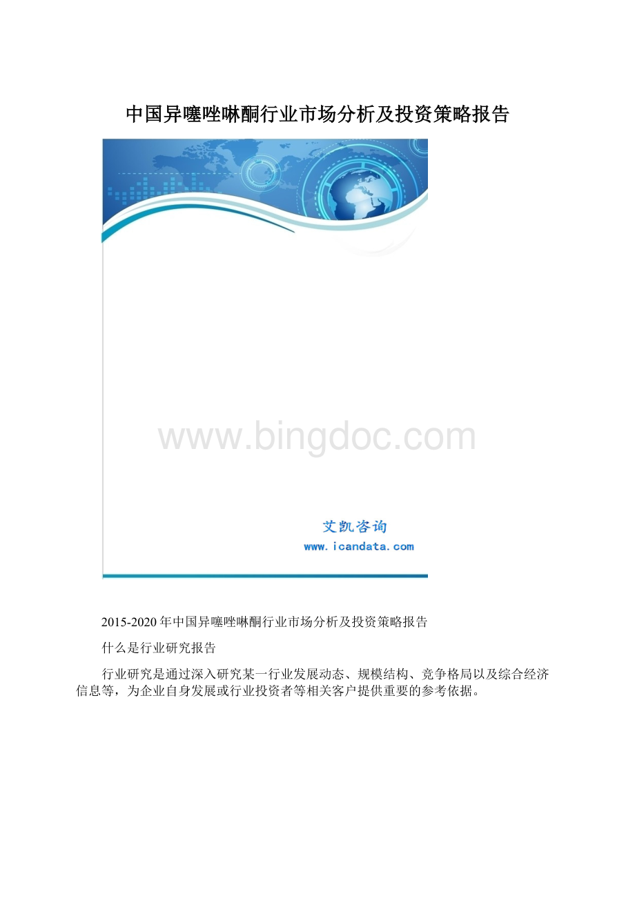 中国异噻唑啉酮行业市场分析及投资策略报告.docx
