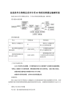 备战高考生物精品系列专项03物质的跨膜运输解析版.docx