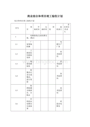 商业综合体项目竣工验收计划Word文档格式.docx