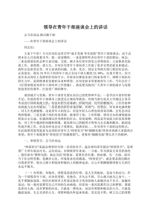 领导在青年干部座谈会上的讲话Word文档下载推荐.docx