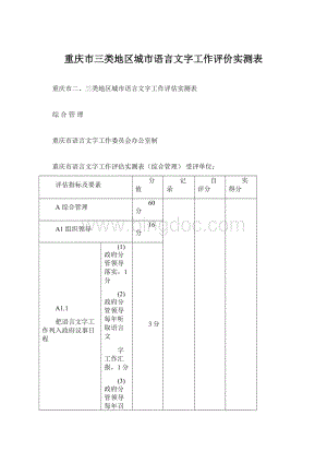 重庆市三类地区城市语言文字工作评价实测表.docx