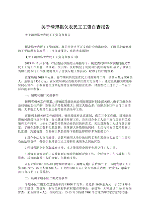 关于清理拖欠农民工工资自查报告Word文档下载推荐.docx