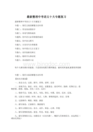 最新整理中考语文十大专题复习.docx