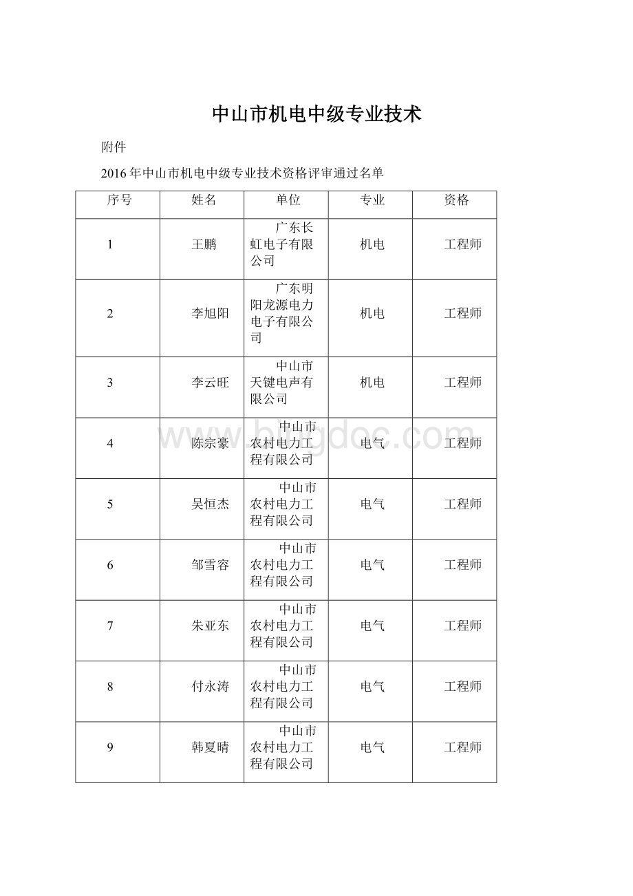 中山市机电中级专业技术.docx_第1页