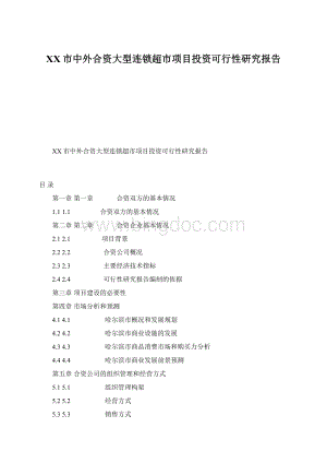 XX市中外合资大型连锁超市项目投资可行性研究报告Word文件下载.docx