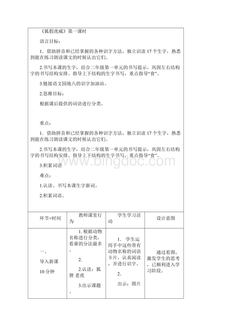 部编人教版二年级语文上册《狐假虎威》教学设计.docx_第3页