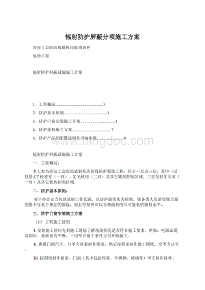 辐射防护屏蔽分项施工方案文档格式.docx