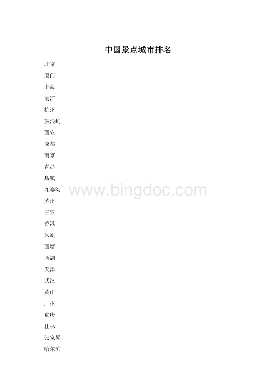 中国景点城市排名文档格式.docx_第1页