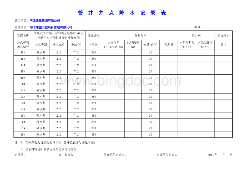 管井井点降水记录.doc_第2页