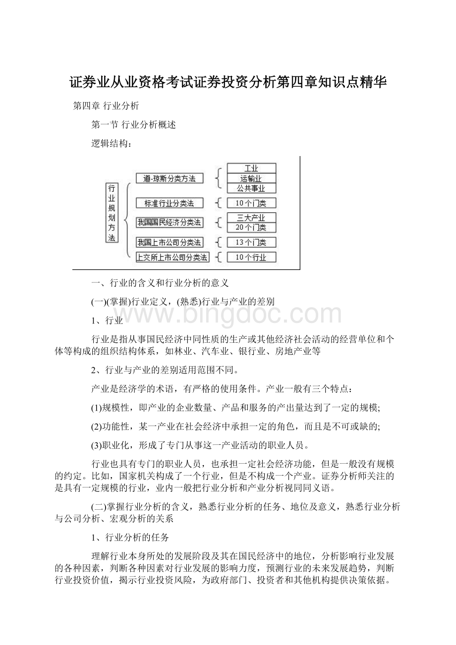 证券业从业资格考试证券投资分析第四章知识点精华.docx_第1页