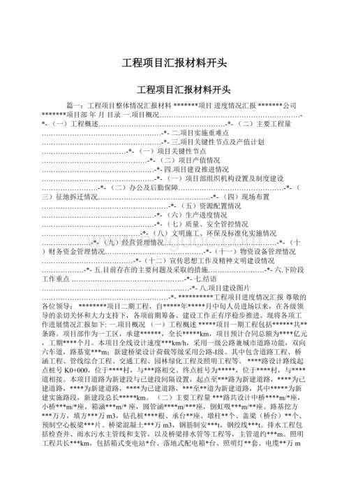 工程项目汇报材料开头Word文档下载推荐.docx