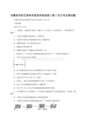 安徽省凤阳艺荣高考复读学校届高三第二次月考生物试题.docx