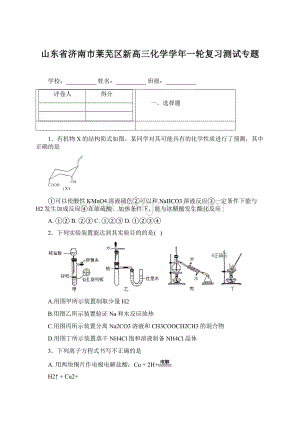 山东省济南市莱芜区新高三化学学年一轮复习测试专题.docx