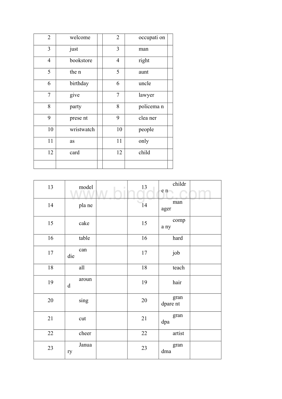 北京版七年级课本英语单词表初一上英译汉.docx_第3页